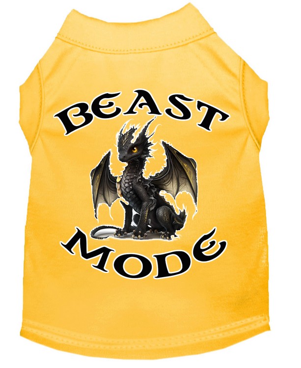 Beast Mode Dragon Screen Print Dog Shirt Yellow XS (8)